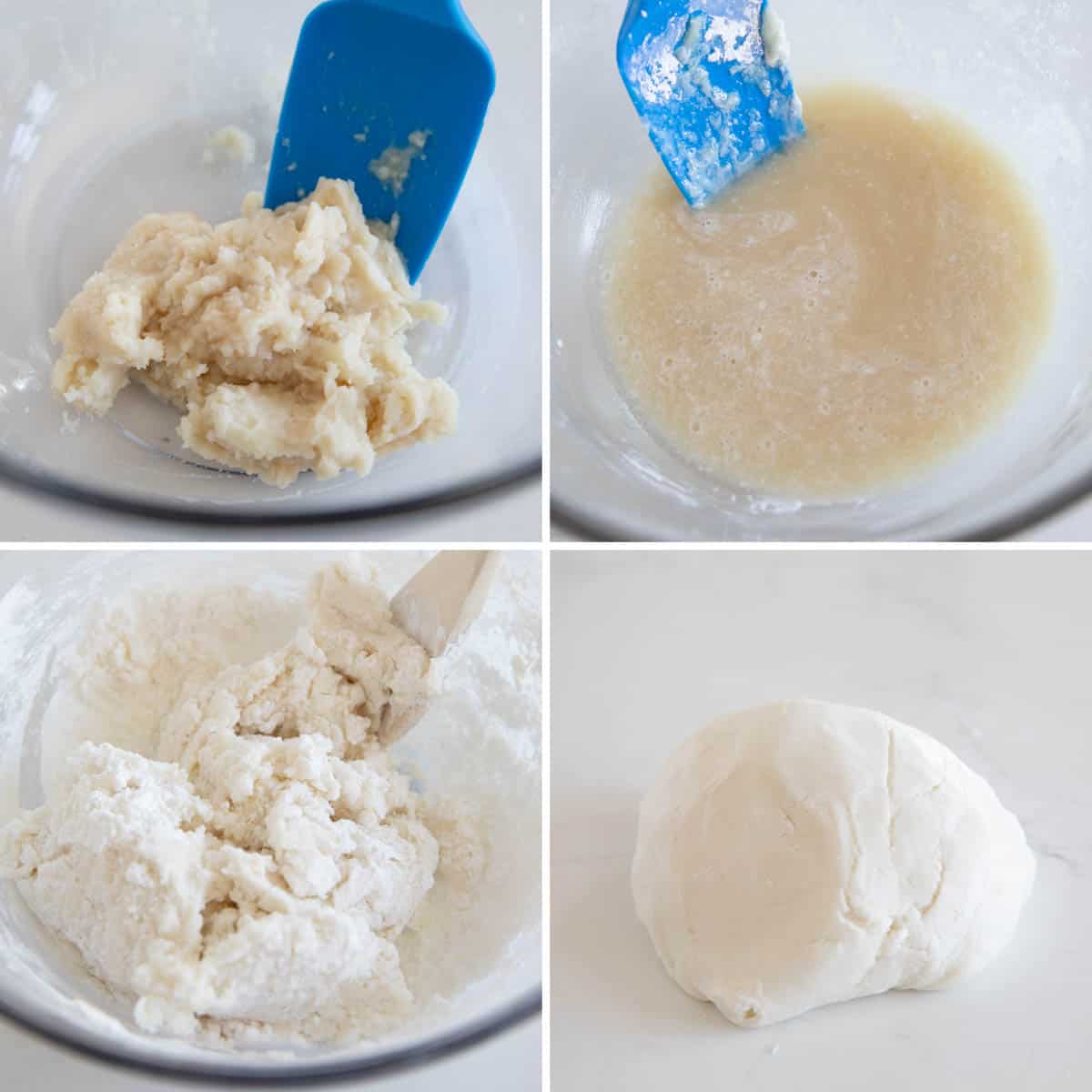 Steps to make potato candy dough.