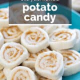 Old fashioned potato candy with text overlay.