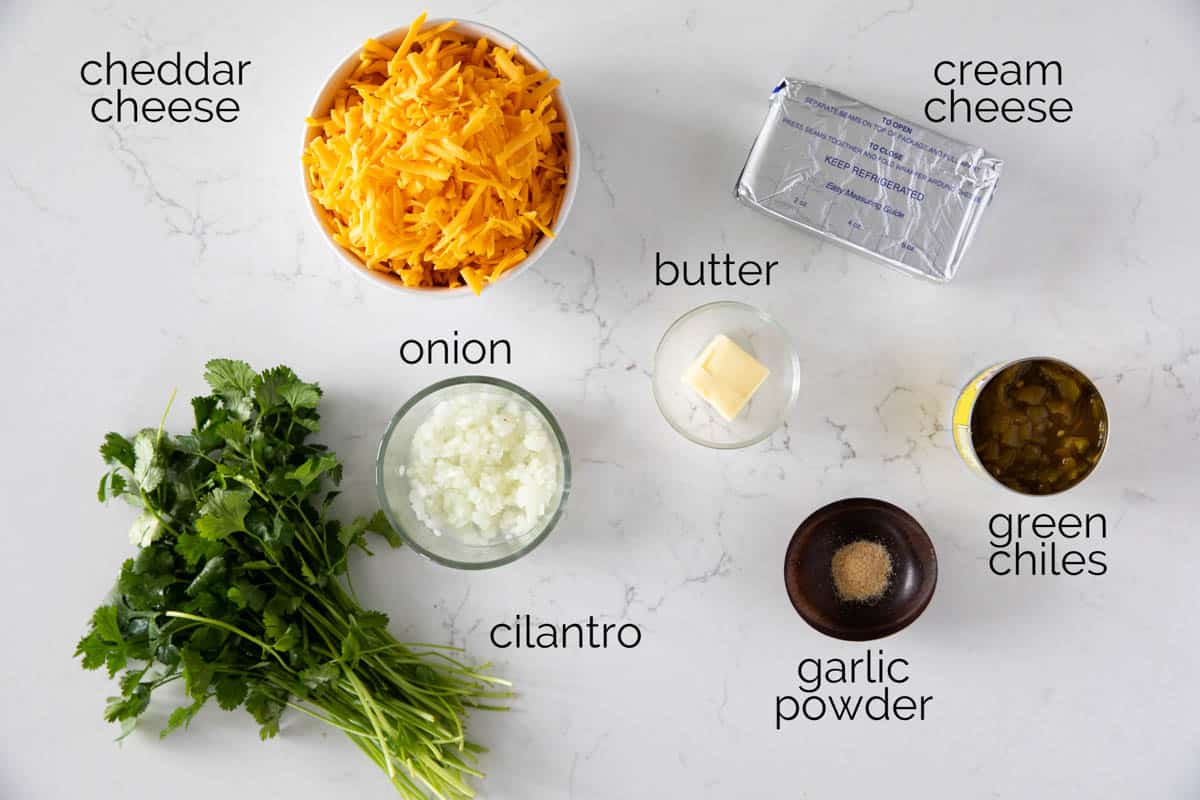 Ingredients to make a southwest cheese ball.