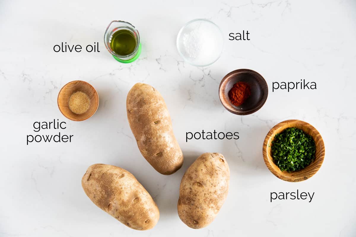 Ingredients to make homemade Baked French Fries.