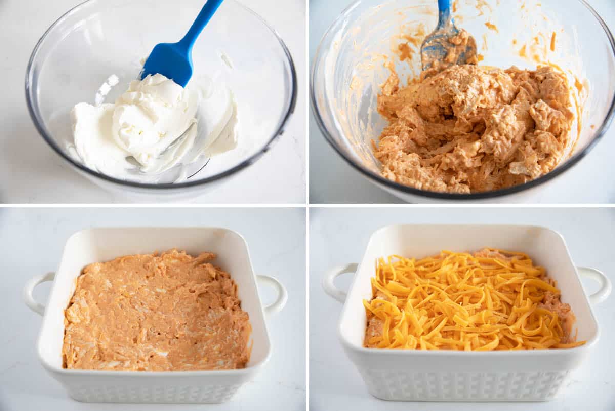 Steps to make Buffalo Chicken Dip.