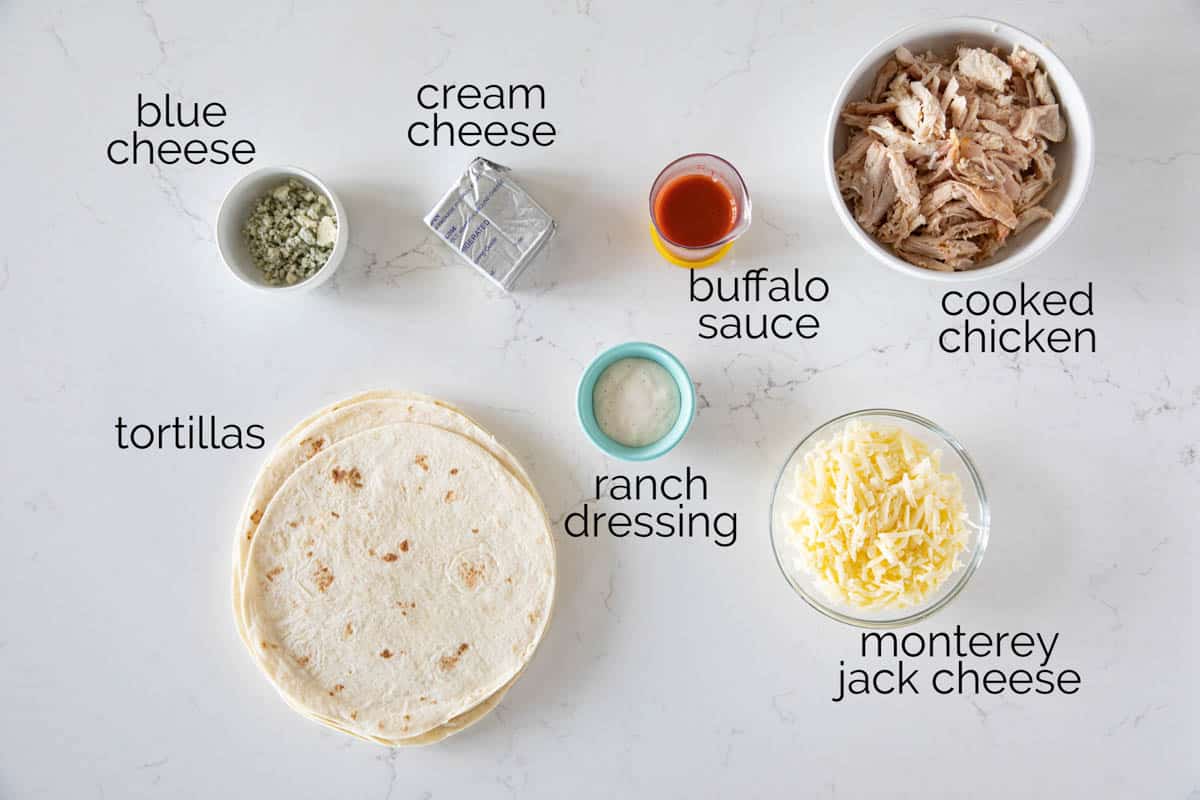 Ingredients to make Buffalo Chicken Taquitos.