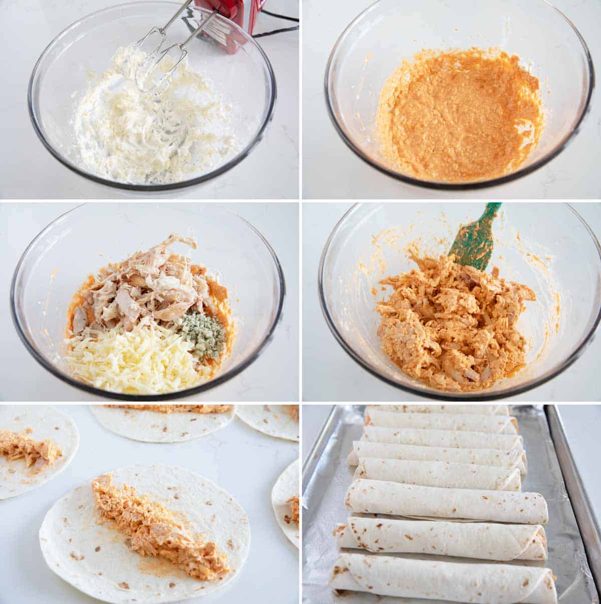 Steps to make Buffalo Chicken Taquitos.