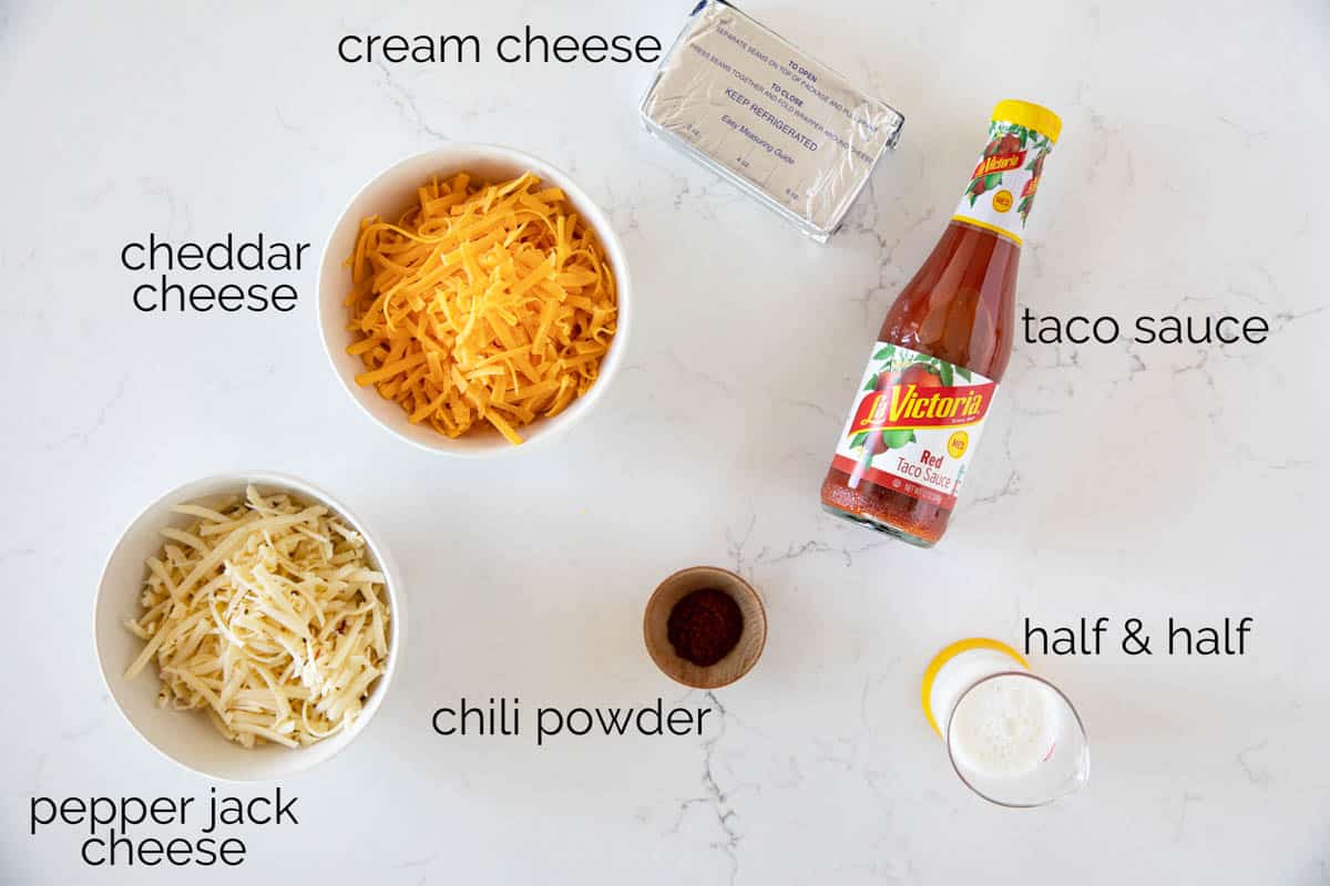 Ingredients for Cheesy Mexican Dip.