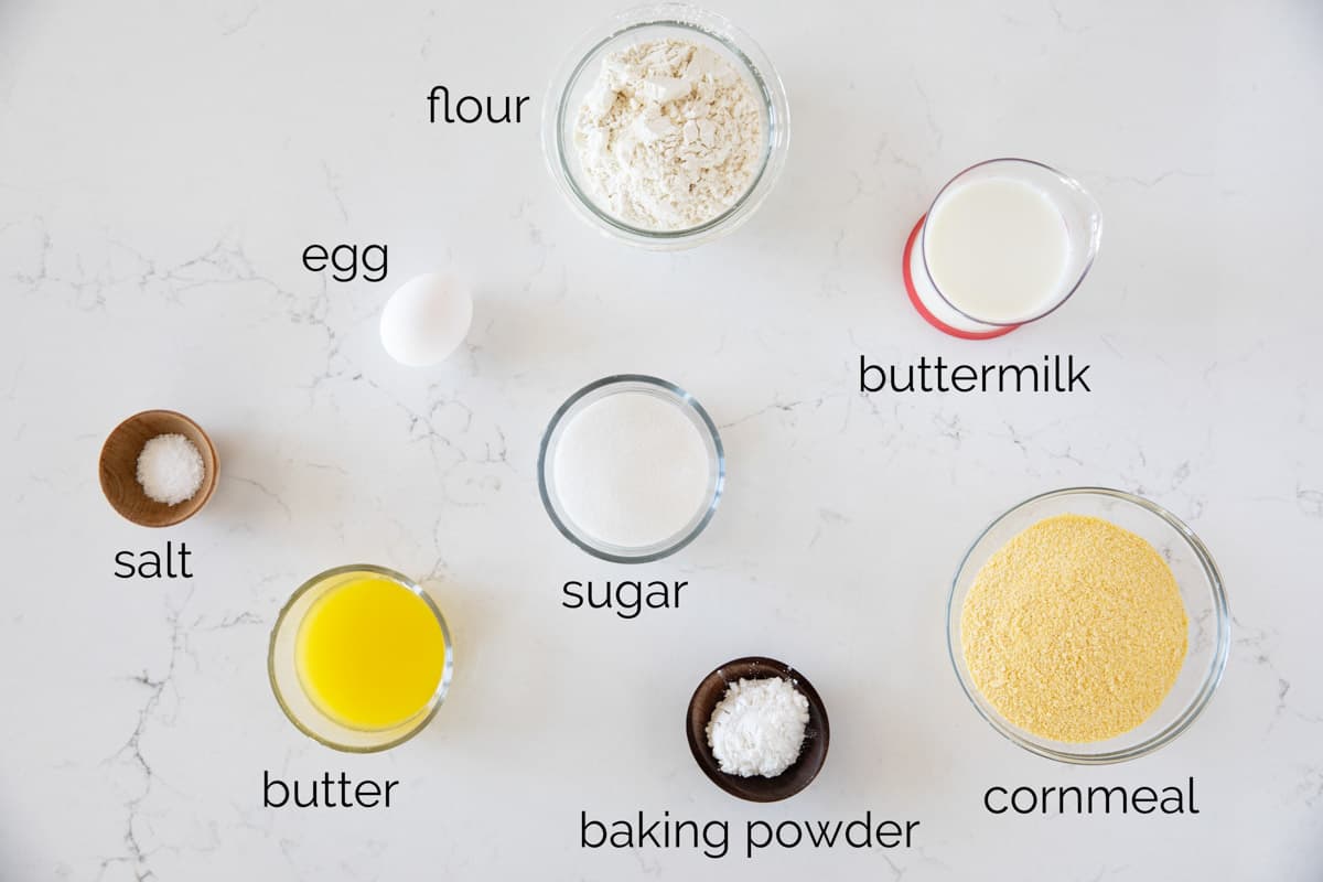 Ingredients to make homemade cornbread.