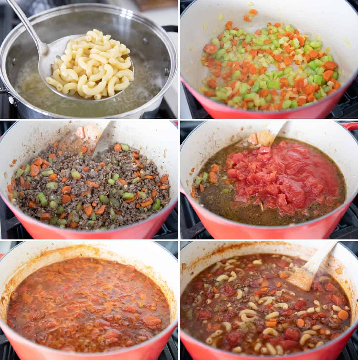 Steps to make Hamburger Soup.