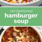 Hamburger Soup collage with text bar in the middle.
