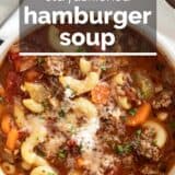 Hamburger Soup with text overlay.
