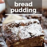 Chocolate Bread Pudding with text overlay.