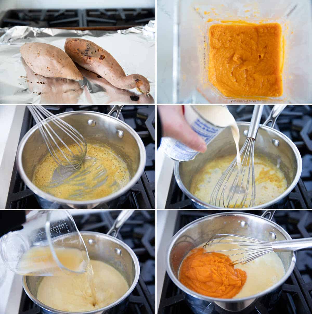 Steps to make Sweet Potato soup.