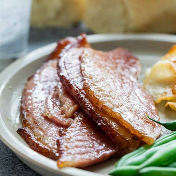 Honey Glazed Ham on a plate.