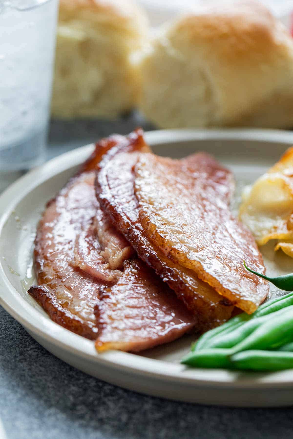 Honey Glazed Ham on a plate.