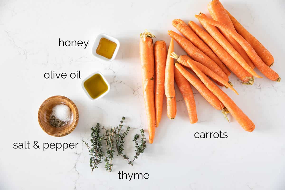 Ingredients to make Oven Roasted Carrots