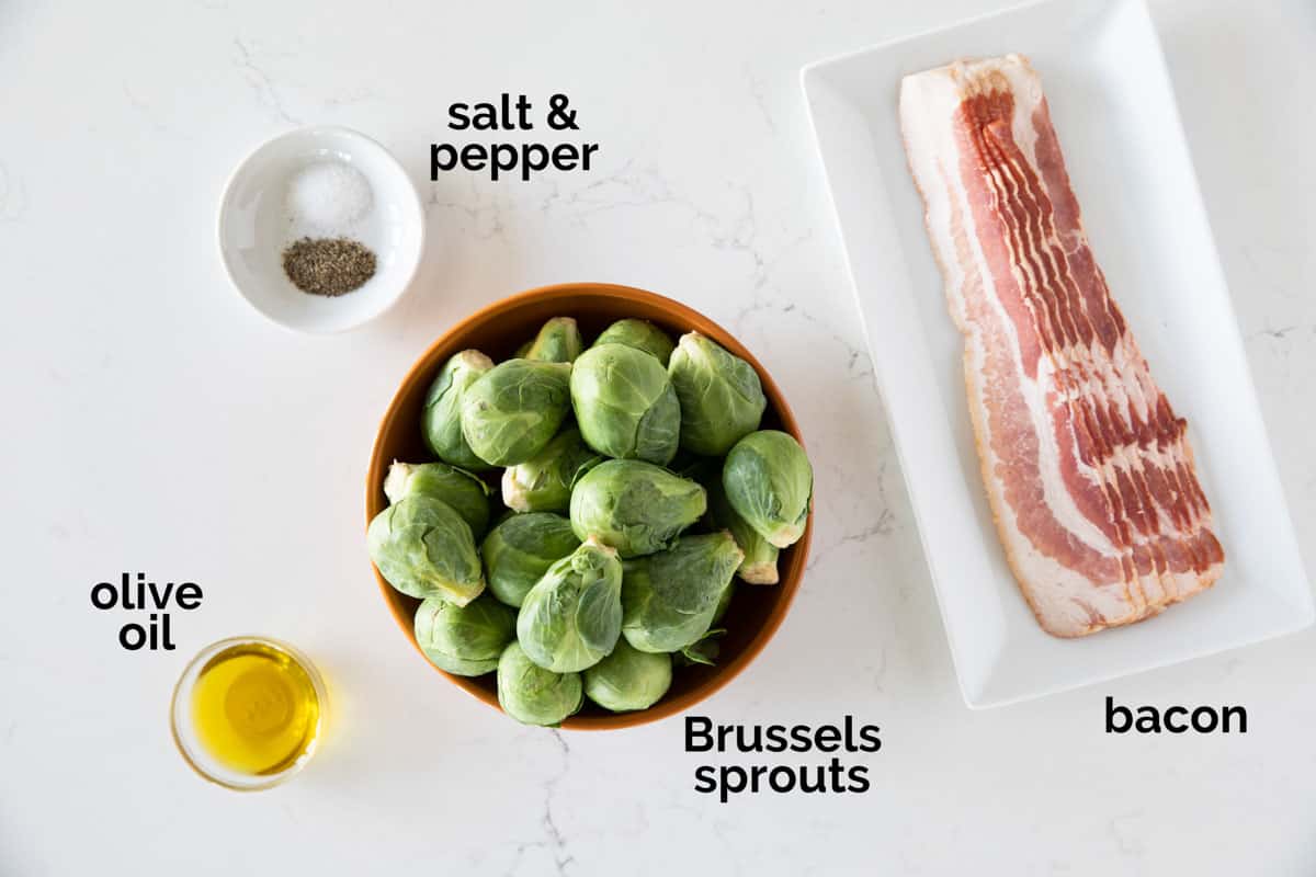 Ingredients to make Roasted Brussels Sprouts.