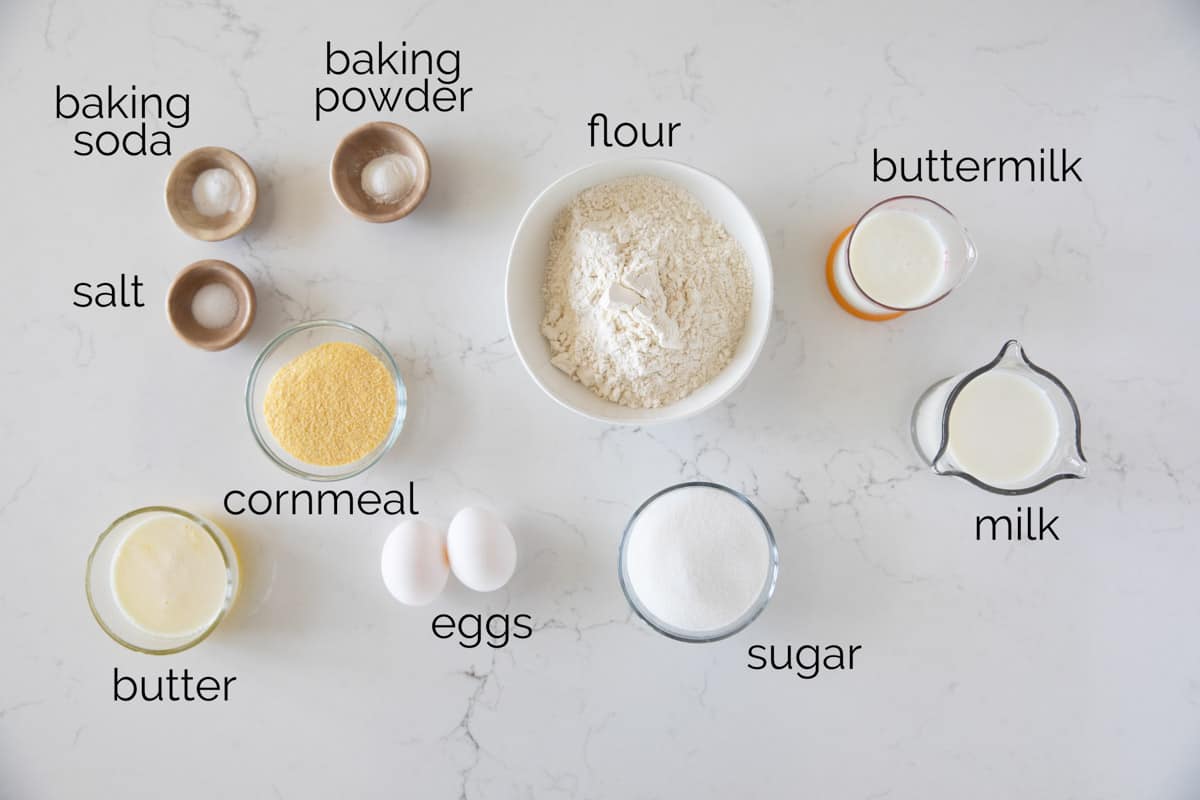 Ingredients for Cornmeal Pancakes.