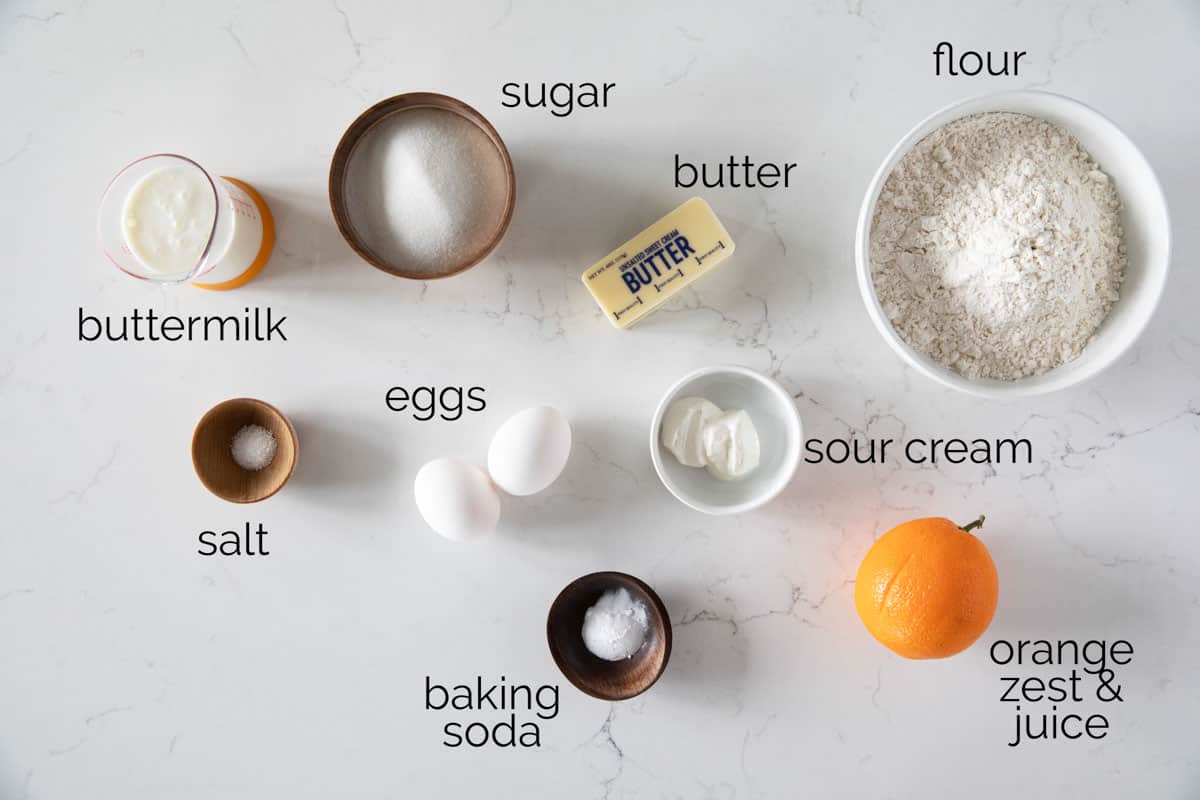 Ingredients to make Orange Muffins.