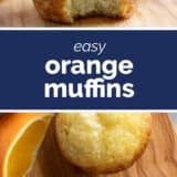 Orange muffins collage with text bar in the middle.