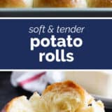 Potato Rolls collage with text bar in the middle.