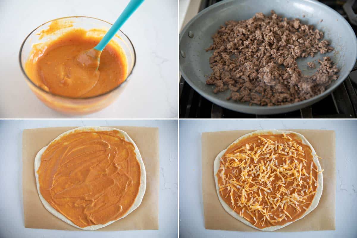 Looking for the ultimate mashup of two classic favorites? Try this Cheeseburger Pizza! This mouthwatering pizza combines all the delicious elements of a cheeseburger, including seasoned ground beef, melted cheese, an easy burger sauce, and tangy pickles, on a perfect pizza crust. Get ready for a taste explosion! Steps to make cheeseburger pizza.