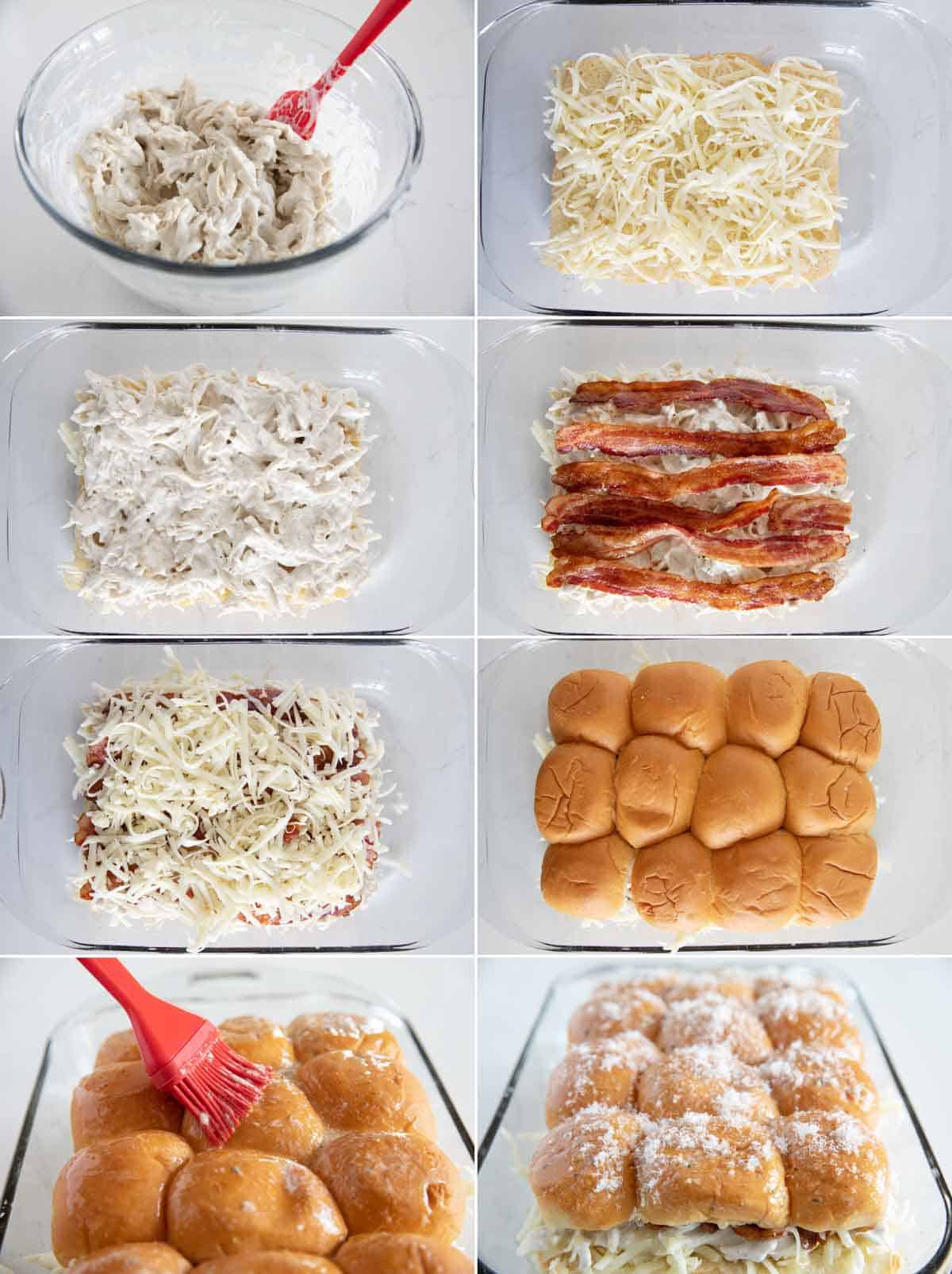 Steps to make chicken bacon ranch sliders.