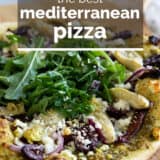 Mediterranean Pizza with text overlay.