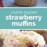 Strawberry Muffins collage with text bar in the middle.