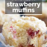 Strawberry Muffins with text overlay.