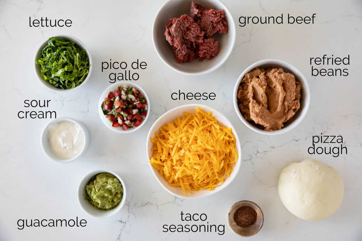 Ingredients for Taco Pizza.