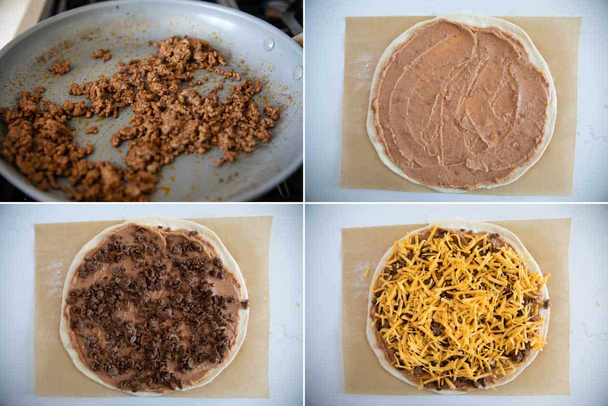 Steps to make Taco Pizza.