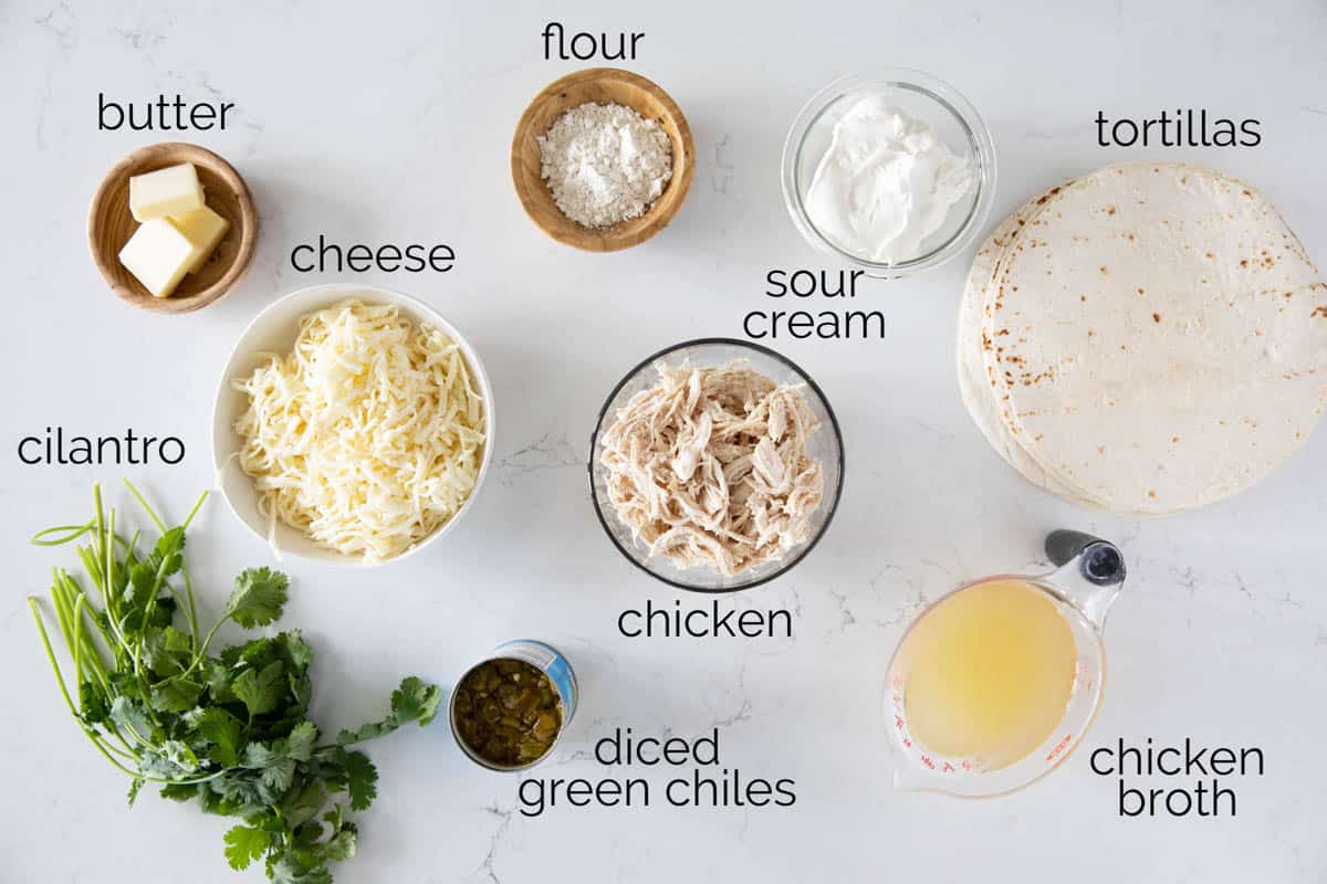 Ingredients for White Chicken Enchiladas.