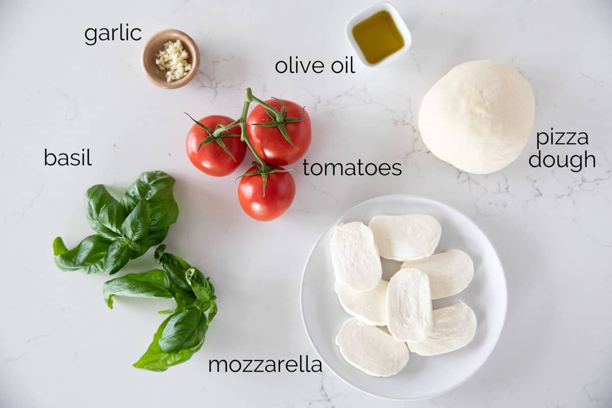 Ingredients for Caprese Pizza.