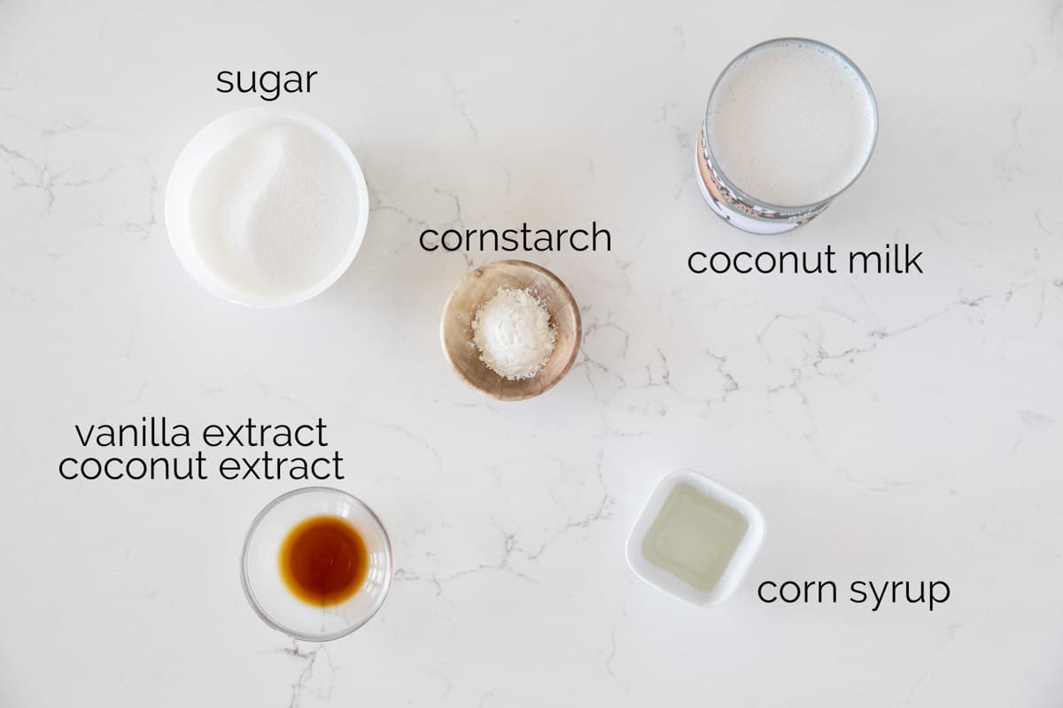 Ingredients to make coconut syrup.