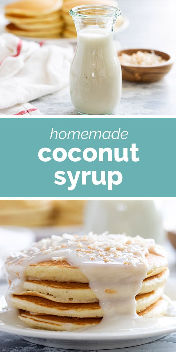 Coconut Syrup collage with text bar in the middle.