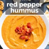 Roasted Red Pepper Hummus with text overlay.