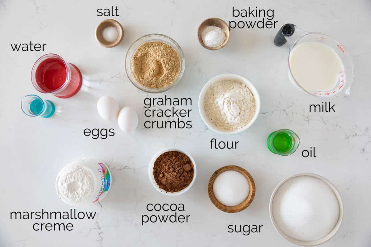 Ingredients for S'mores Pancakes.