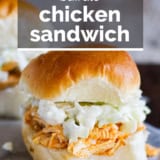 Buffalo Chicken Sandwiches with text overlay.