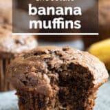 Chocolate Banana Muffins with text overlay.