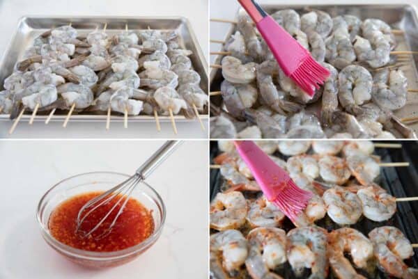 Steps to make Chili Honey Garlic Shrimp Kabobs.