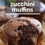 Chocolate Zucchini Muffins with text overlay.