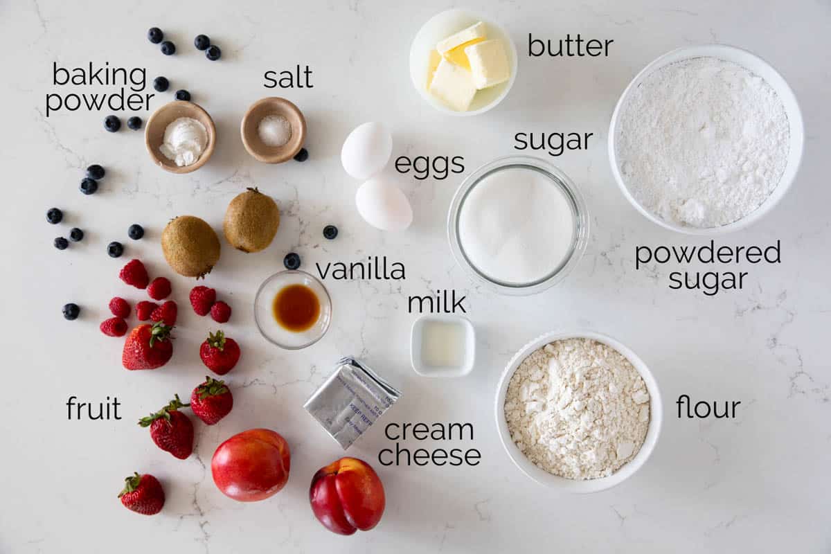 Ingredients for fruit pizza.