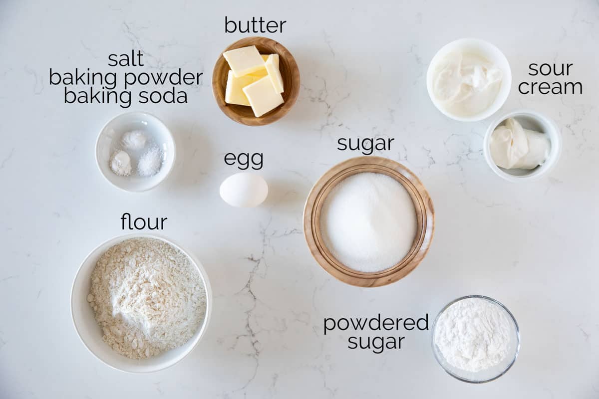 Ingredients to make Sour Cream Cookies.