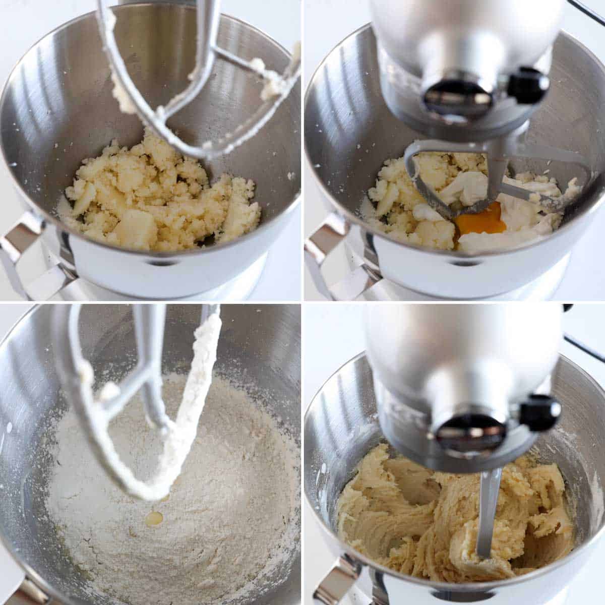 Steps to make the dough for sour cream cookies.