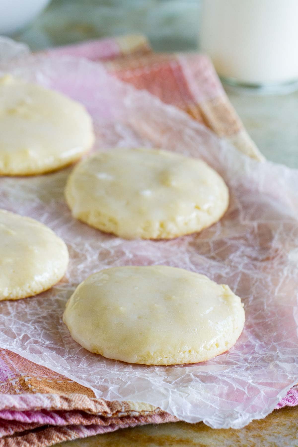 Sour cream cookies topped with a sour cream glaze.