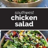 Southwest Chicken Salad collage with text bar in the middle.