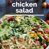 Southwest chicken salad with text overlay.