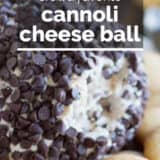Cannoli Cheese Ball with text overlay.