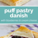 Puff Pastry Danish collage with text bar in the middle.