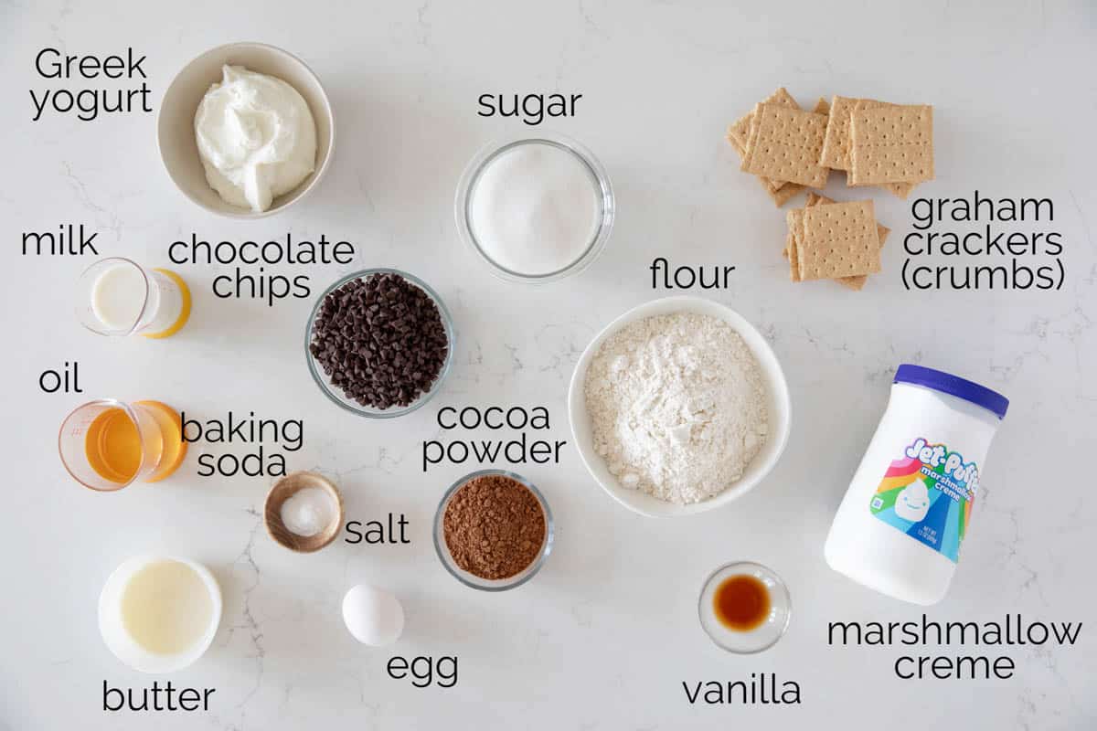 Ingredients for s'mores muffins.