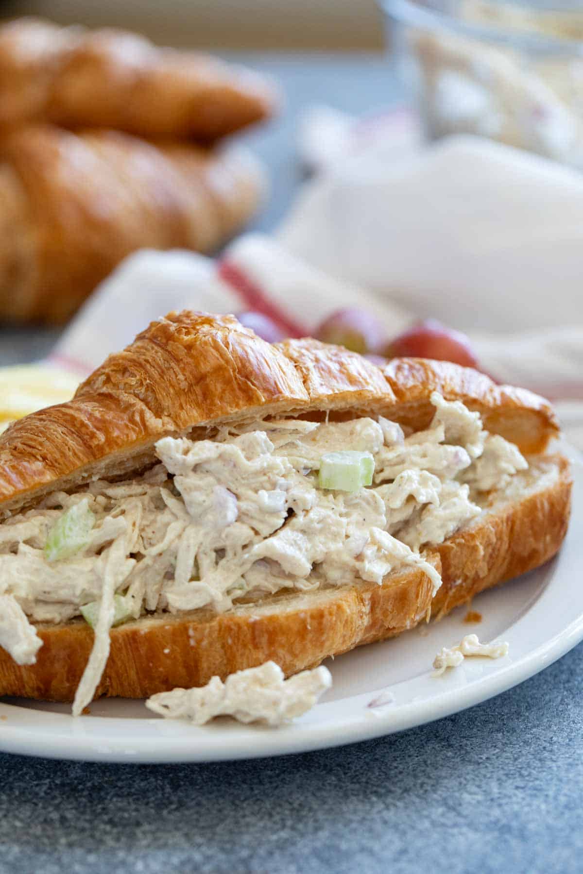 Classic chicken salad on a croissant.