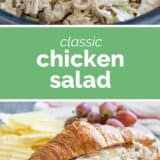 Chicken Salad collage with text bar in the middle.
